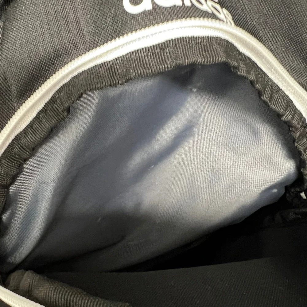 Adidas Black White 3-Stripe Striper Backpack School Gym Bag Recycled Polyester